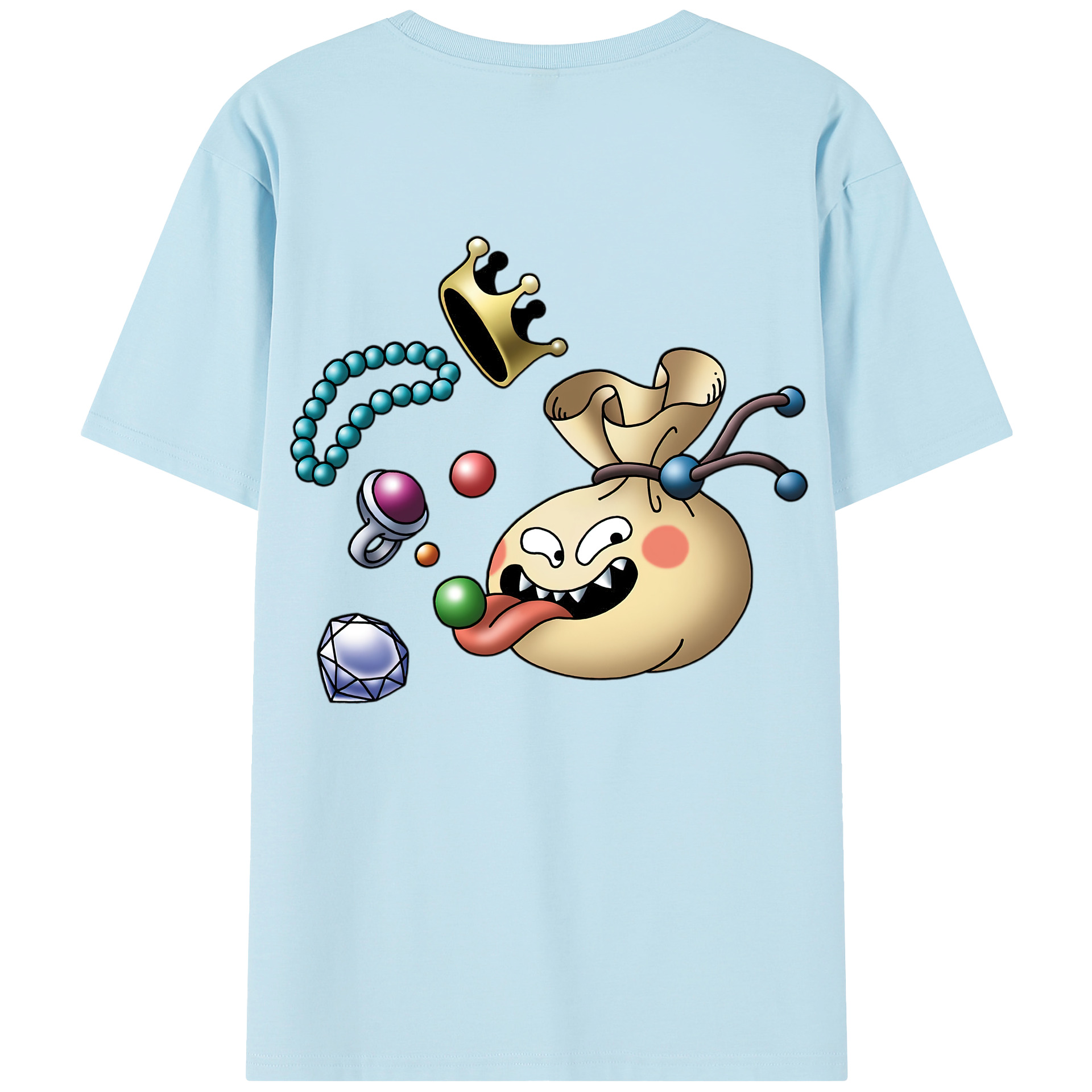 （画像用） ドラゴンクエスト Doragon Kuesuto Dragon Quest 綿100％半袖Tシャツ（背面プリント）